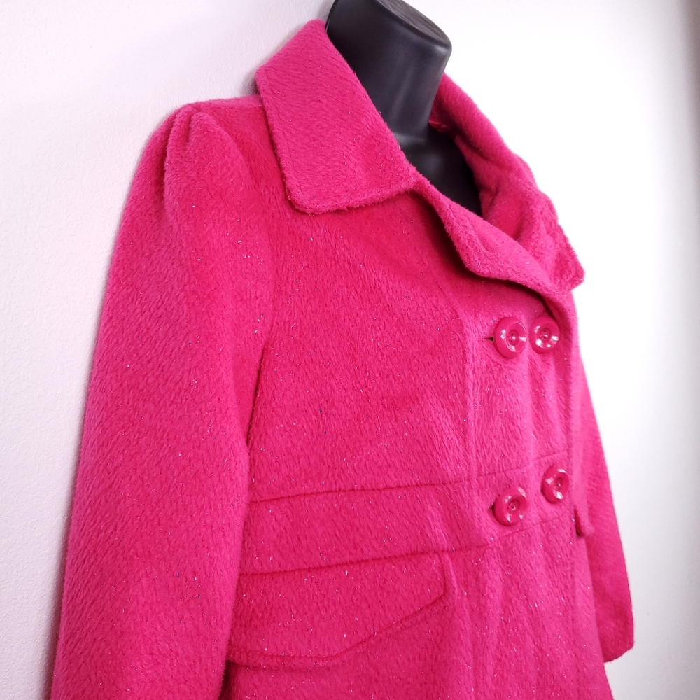 GAP Kids Pink Sparkly Double Breasted Pea Coat - Picture 3 of 7